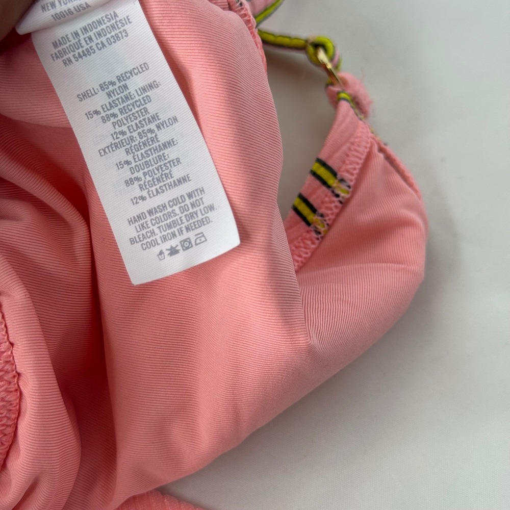 Aerie Pink Striped Ribbed Scoop Neck Bikini Top XL Real Good Neon Adjustable - Picture 9 of 13